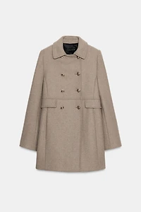 WOOL BLEND DOUBLE BREASTED SHORT COAT