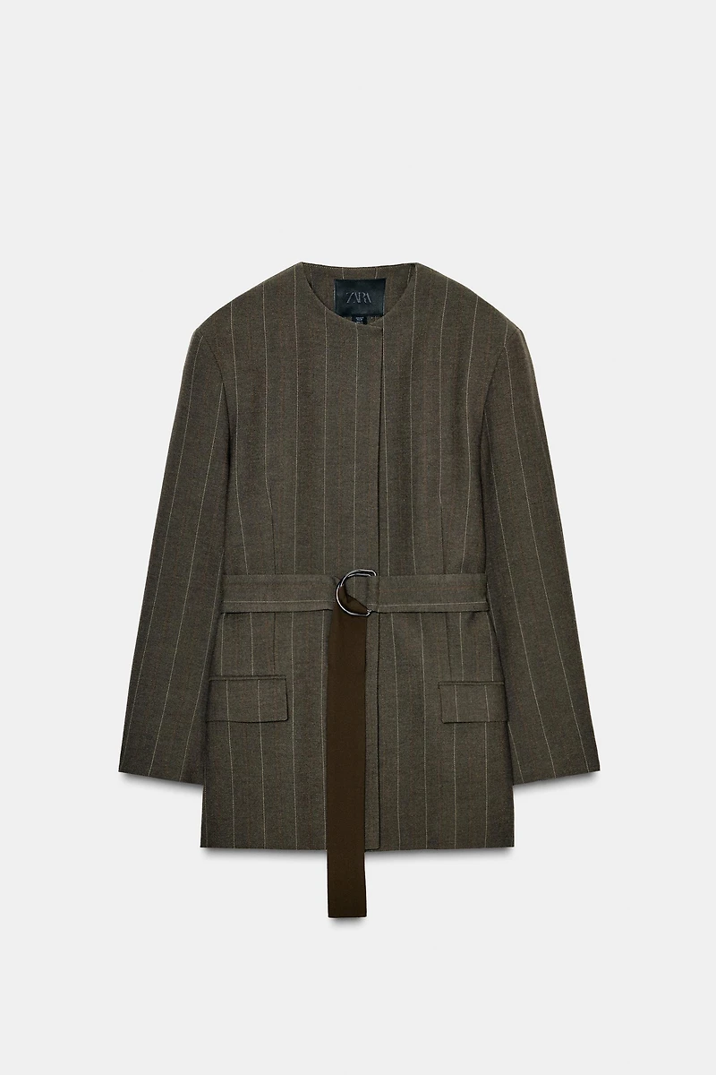 BLAZER À RAYURES AVEC CEINTURE ZW COLLECTION