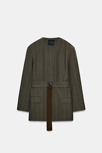 BLAZER À RAYURES AVEC CEINTURE ZW COLLECTION