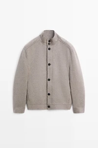 Wool blend high neck double fabric jacket