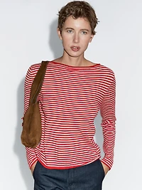 Striped long sleeve knit sweater