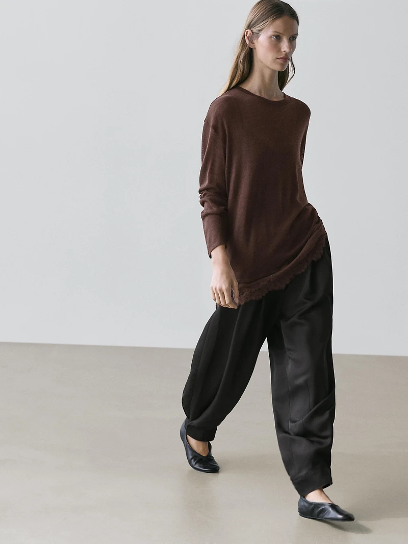 Long sleeve T-shirt with lace detail