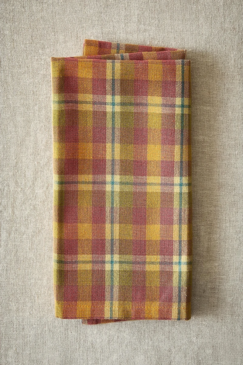 LOT DE 2 SERVIETTES DE TABLE À CARREAUX EN FIL TEINTÉ