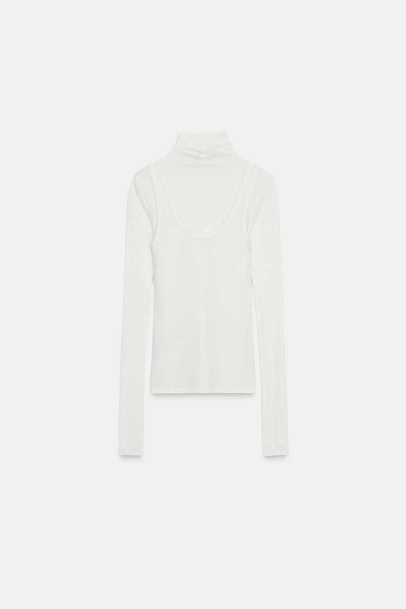 TURTLENECK OVERLAY SHIRT