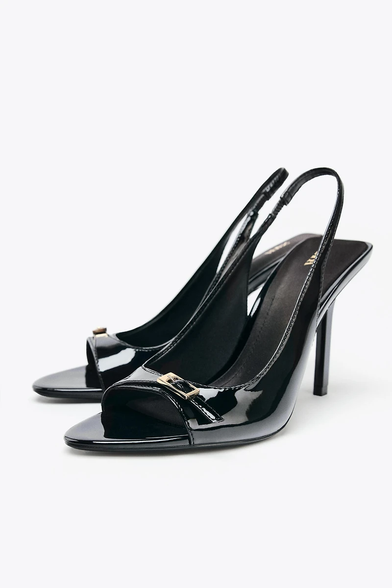 PATENT FINISH HEELED SANDALS