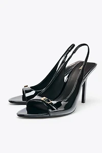 PATENT FINISH HEELED SANDALS