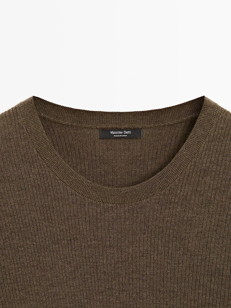 Ribbed knit wool blend sweater