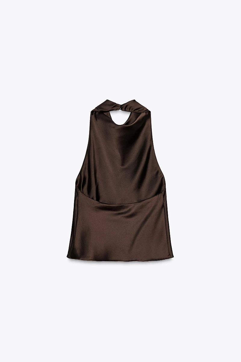 SATIN EFFECT HALTER TOP