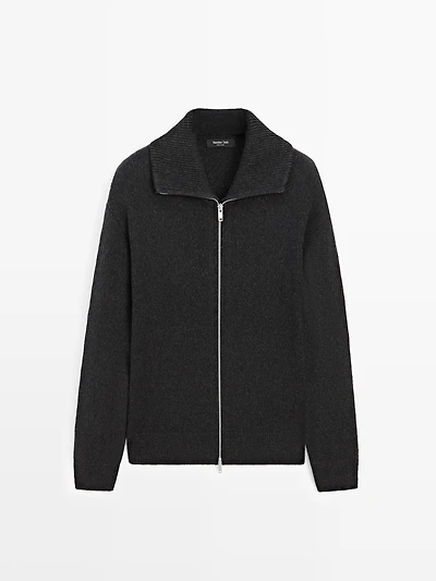 Cardigan à col montant en laine mélangée
