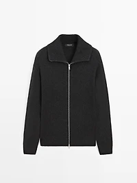 Cardigan à col montant en laine mélangée
