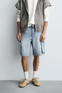 CARGO DENIM SHORTS