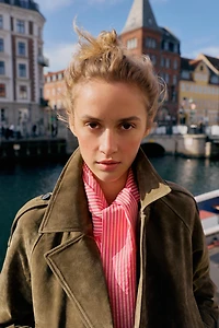 TRENCH COURT CROISÉ 100% CUIR