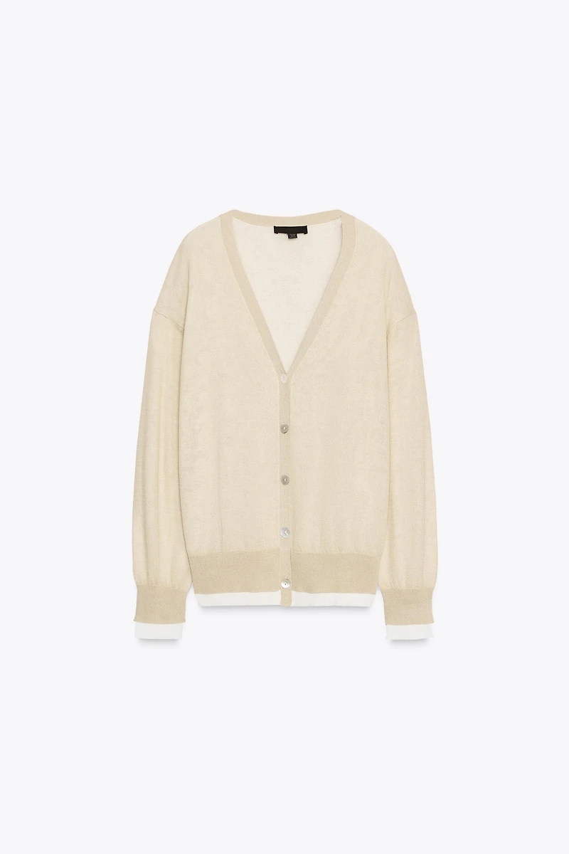 DOUBLE LAYER KNIT CARDIGAN