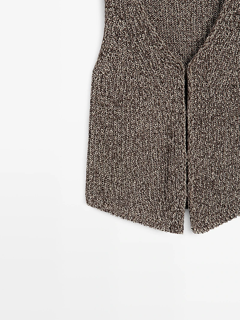 Cotton blend V-neck knit vest
