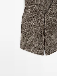 Cotton blend V-neck knit vest