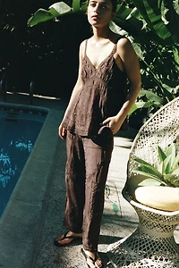 EMBROIDERED BEADED PANTS