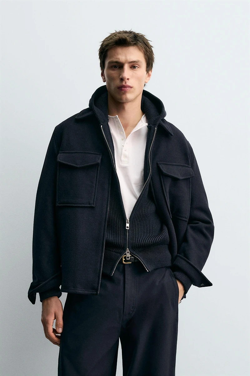 REGULAR FIT WOOL BLEND OVERSHIRT