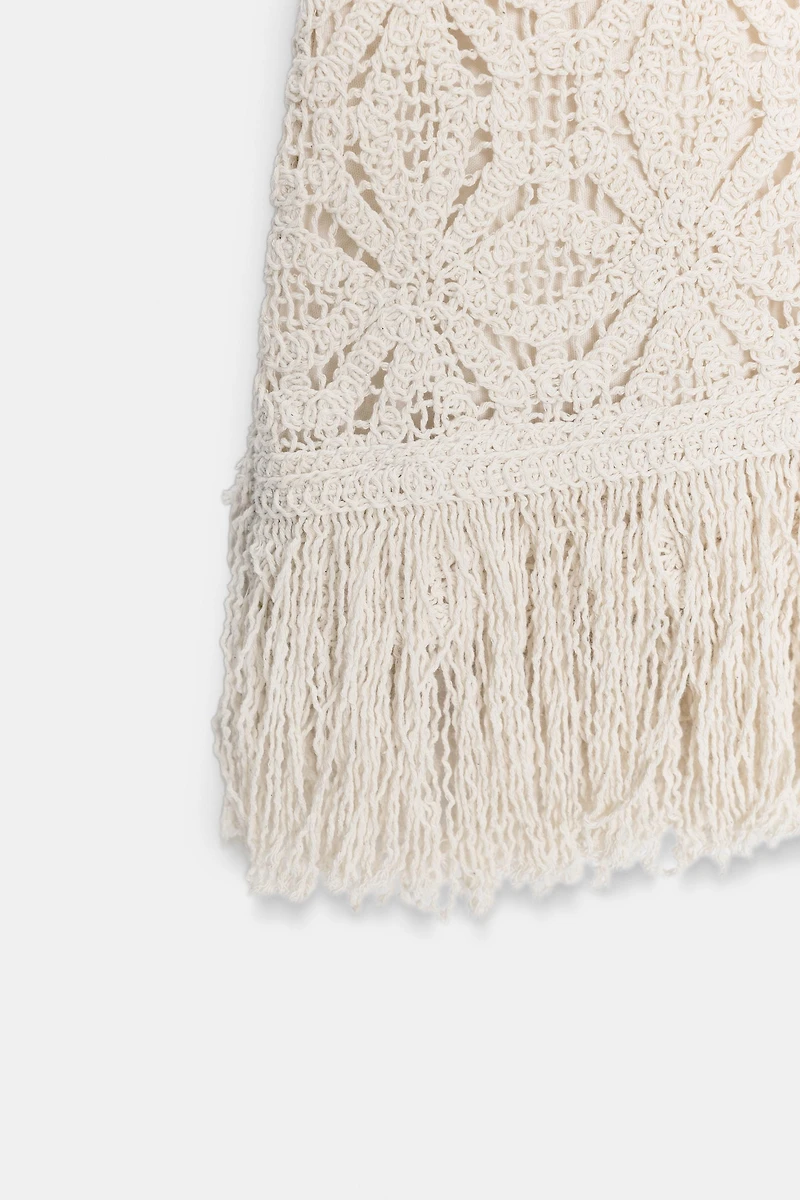 ROBE COURTE CROCHET FRANGES