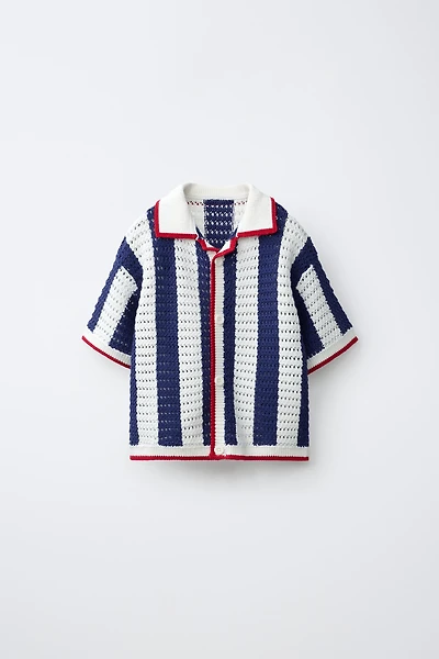 STRIPED KNIT POLO SHIRT