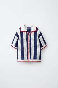 STRIPED KNIT POLO SHIRT