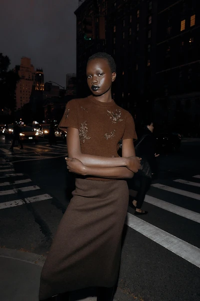 SHORT SLEEVE KNIT BEADED JUMPER