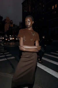 SHORT SLEEVE KNIT BEADED JUMPER