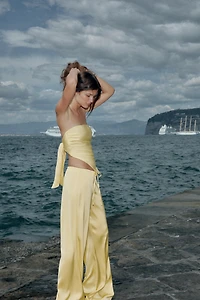 SATIN EFFECT TIE BANDEAU TOP