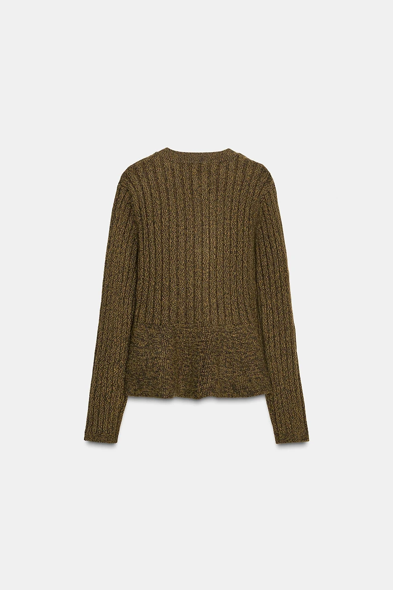GILET EN MAILLE CANNELÉ PEPLUM
