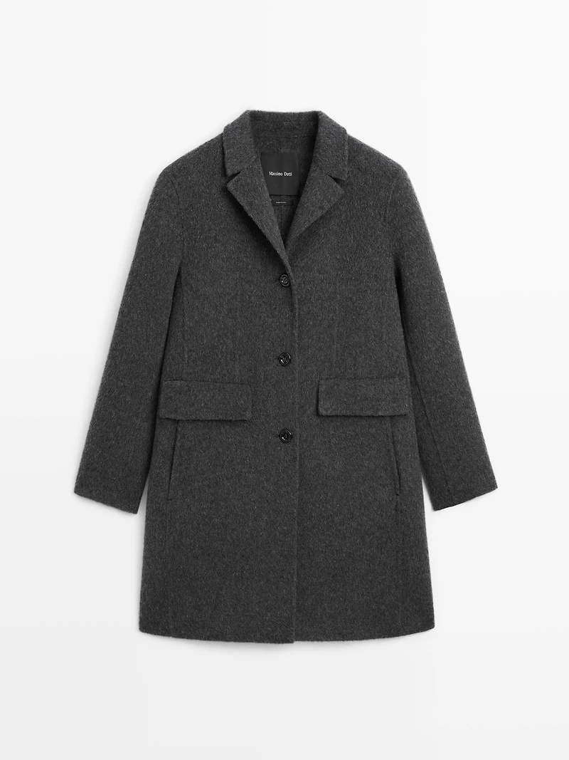 Manteau mi-long à revers en laine mélangée