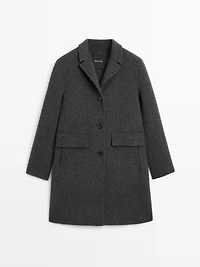 Manteau mi-long à revers en laine mélangée