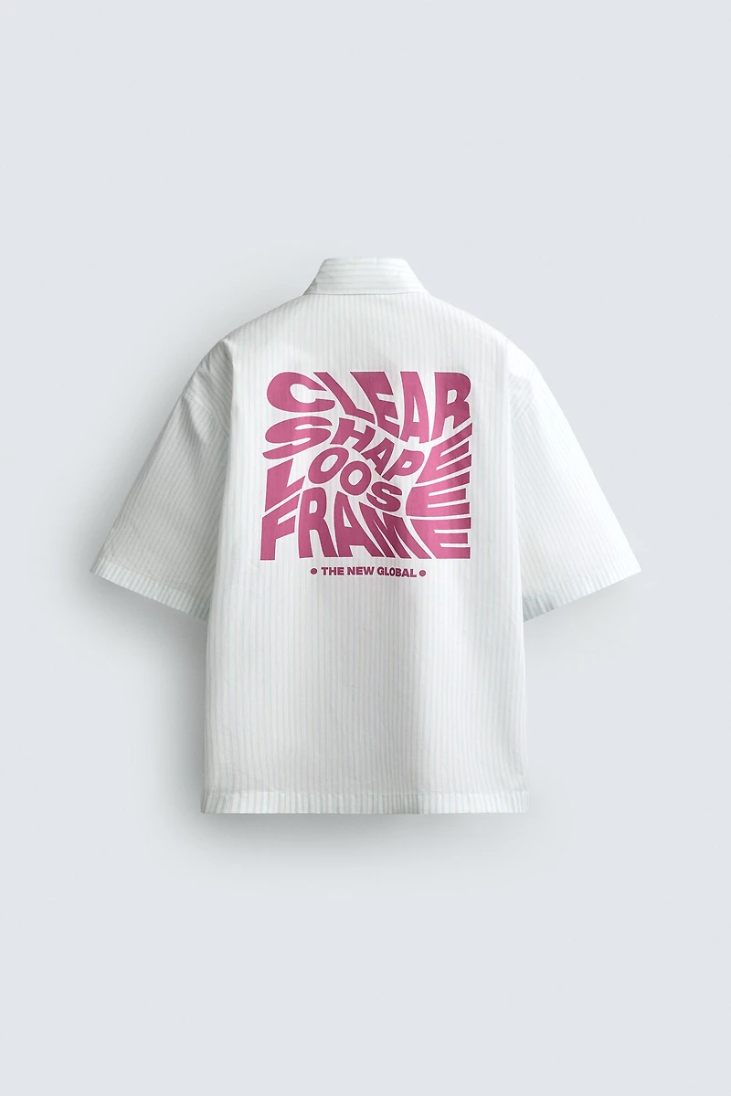 BOXY FIT TEXT PRINT SHIRT