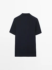 Knit V-neck polo shirt