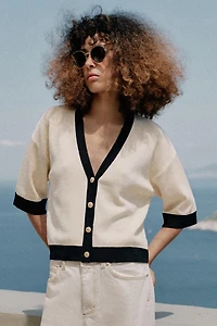 CONTRAST BINDING CARDIGAN