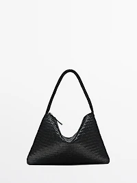 Mid-sized braided leather shoulder bag