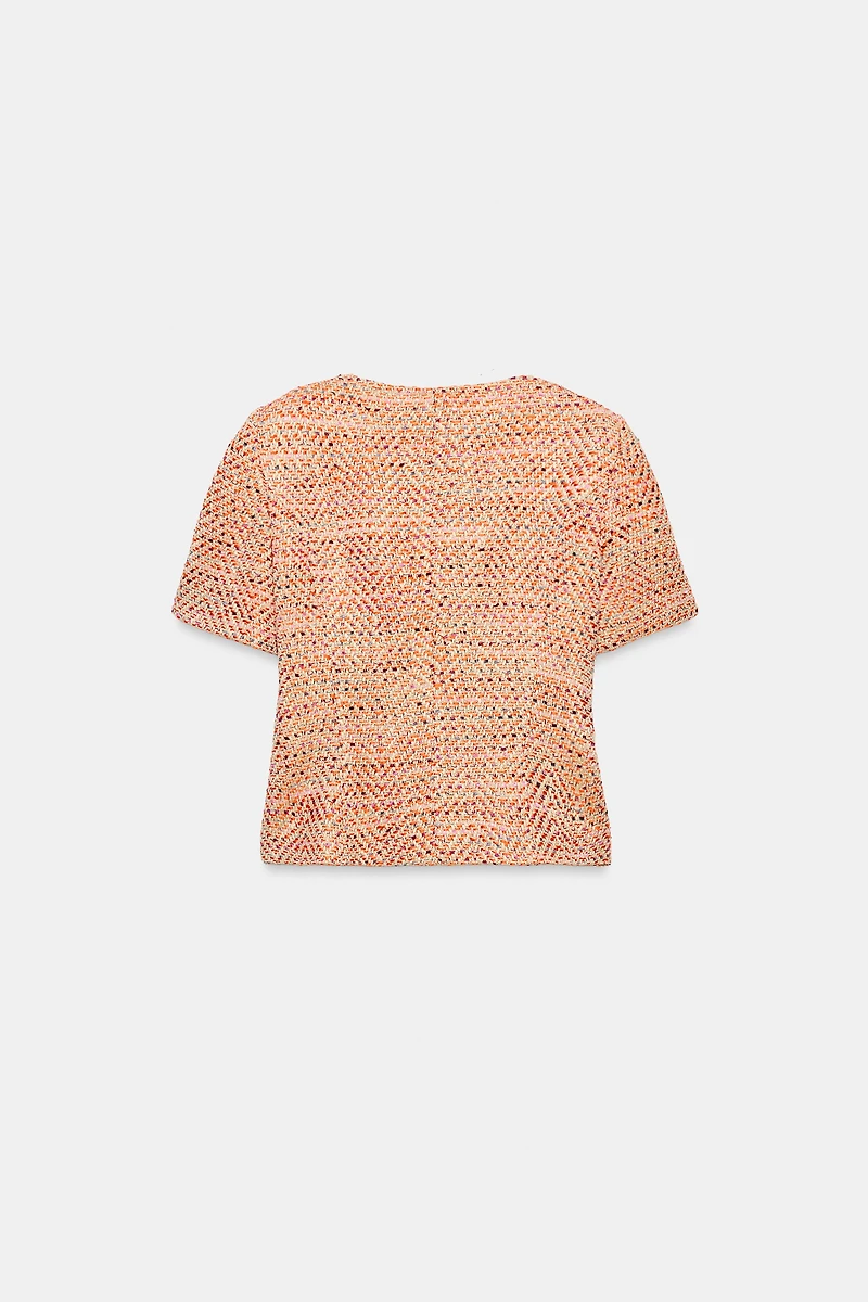 VESTE MANCHES COURTES À DÉCOLLETÉ ARRONDI