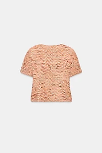 VESTE MANCHES COURTES À DÉCOLLETÉ ARRONDI