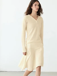 Flowing asymmetric midi skirt