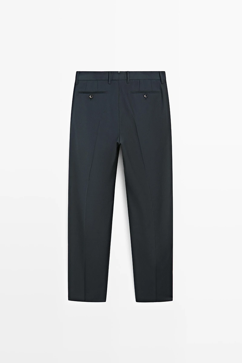 Striped wool blend suit trousers