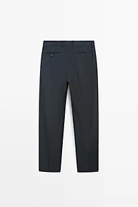 Striped wool blend suit trousers