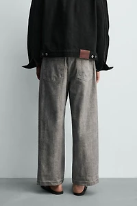 STRAIGHT FIT HERRINGBONE PANTS