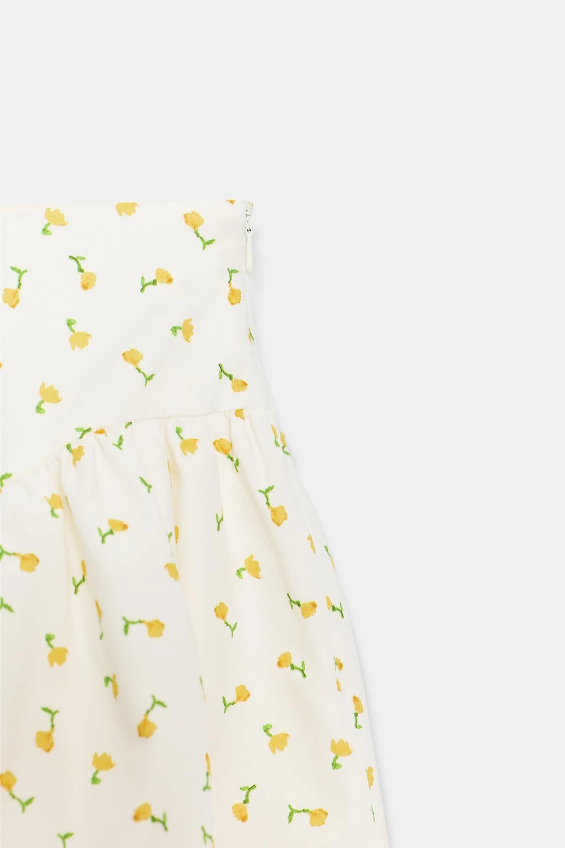 FLORAL POPLIN MINI SKIRT