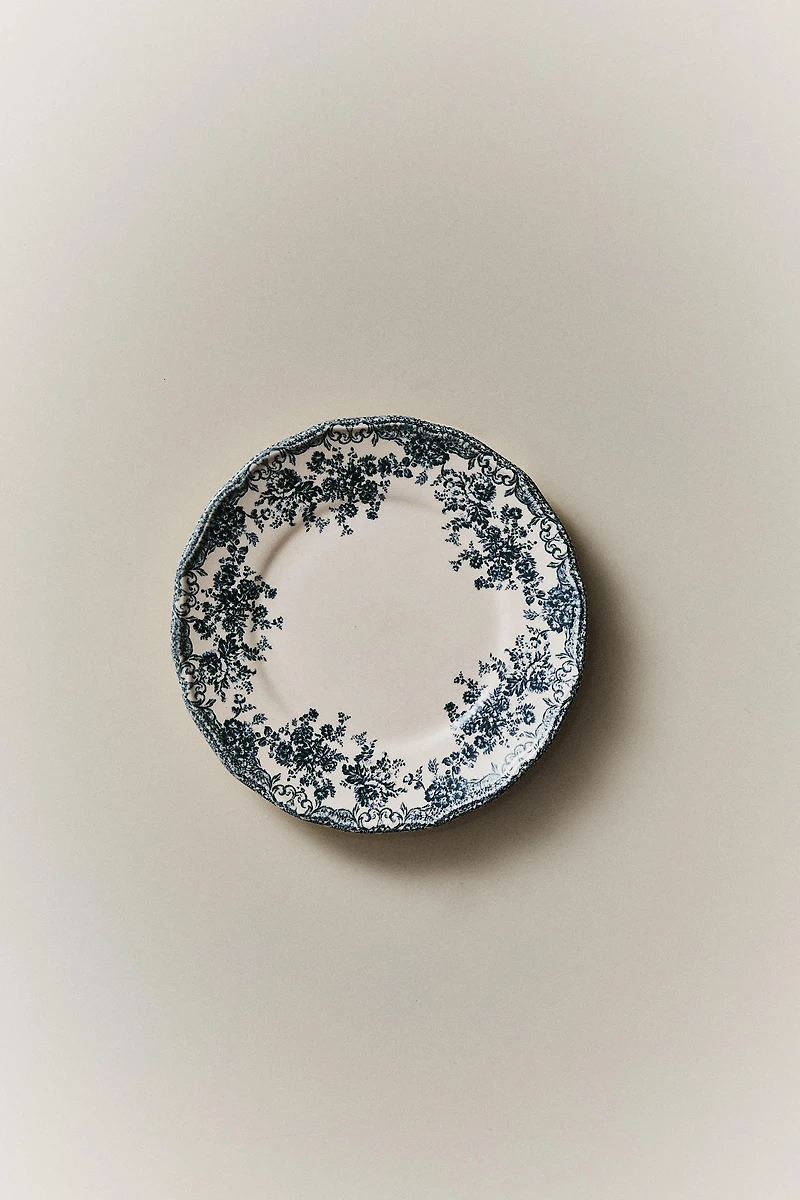 ASSIETTE À PAIN FAÏENCE IMPRIMÉ FLEURS