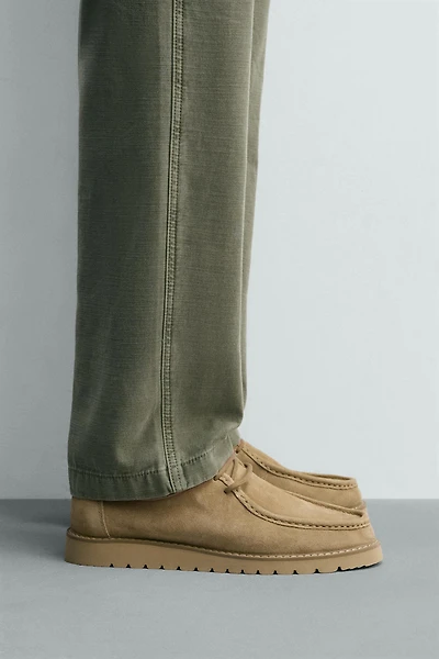 LEATHER SHOES WITH RAISED SEAM