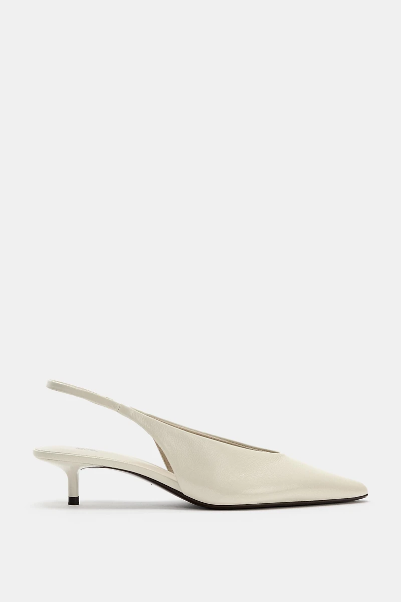 LEATHER KITTEN HEEL SHOES