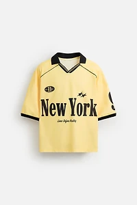 RETRO FOOTBALL PRINT POLO SHIRT