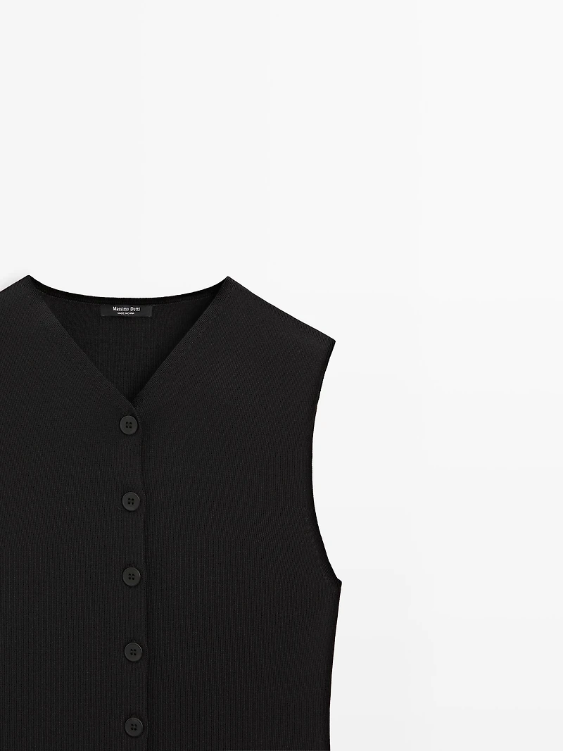 Veste sans manches col V avec boutons