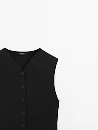 Veste sans manches col V avec boutons