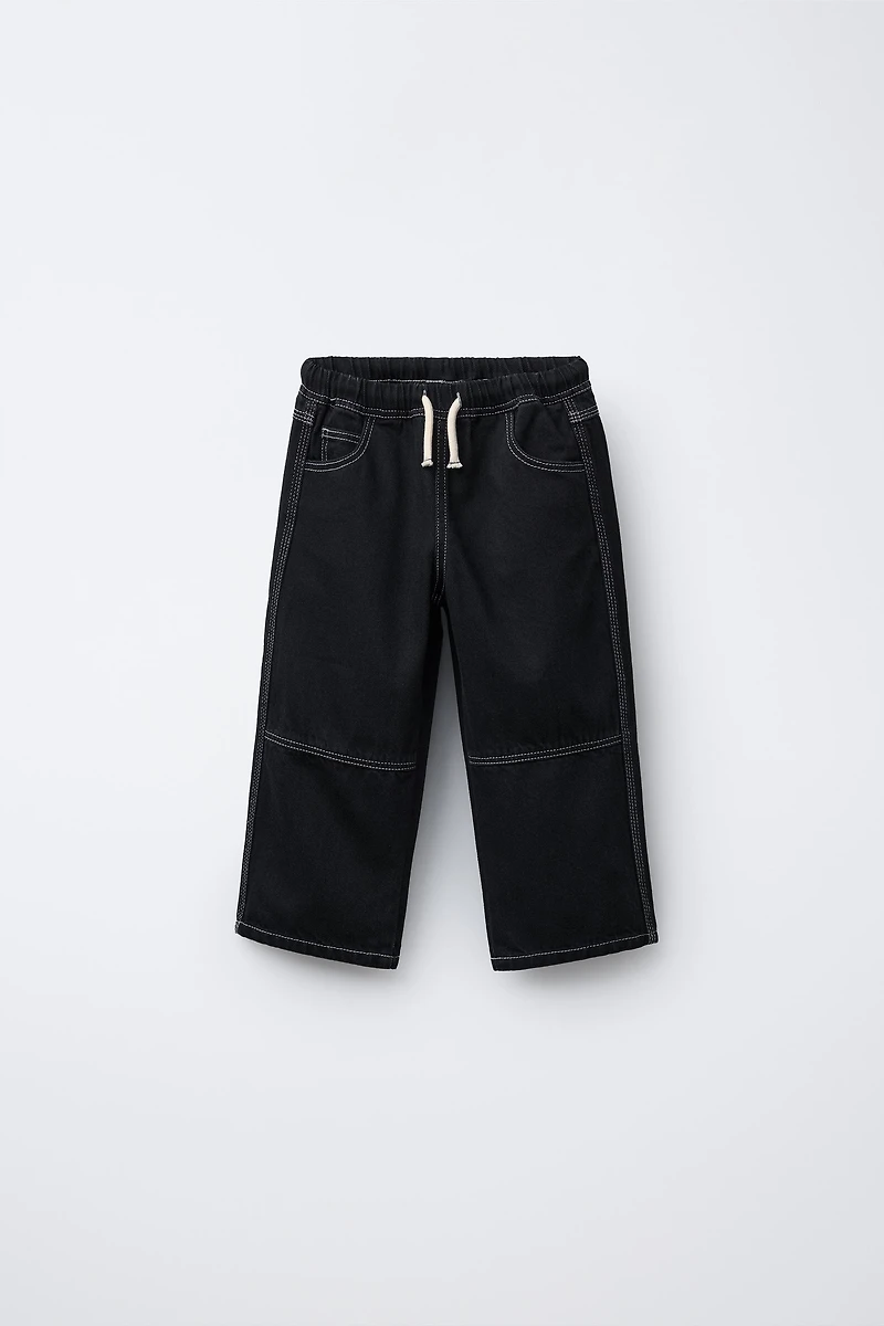 CONTRASTING LOOSE BAGGY JEANS