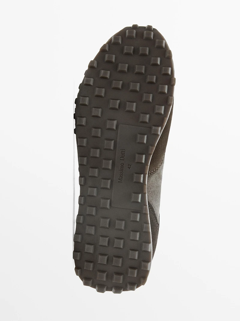 Contrast leather trainers