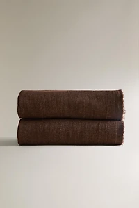FRINGED LINEN BLANKET